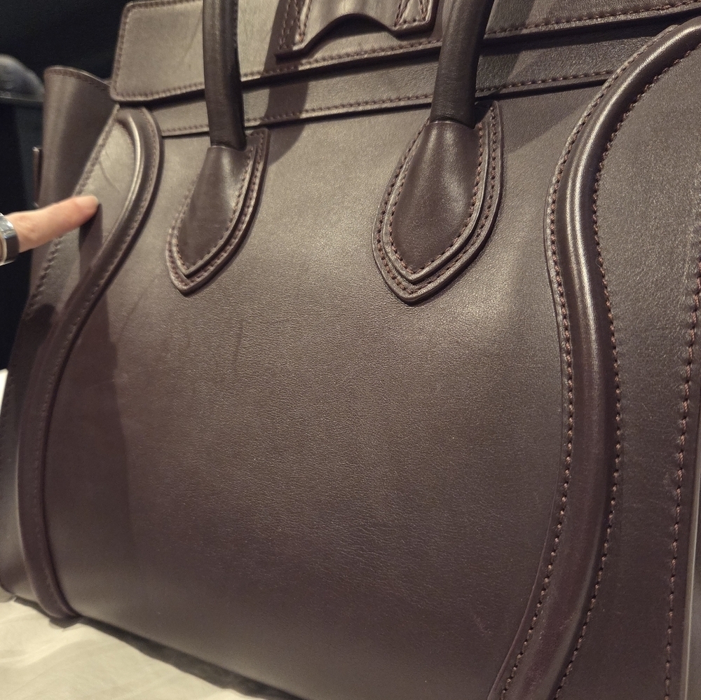 Celine Mini Luggage (Largest Size) Burgundy Calfskin Leather Tote Bag - Picture 6 of 9